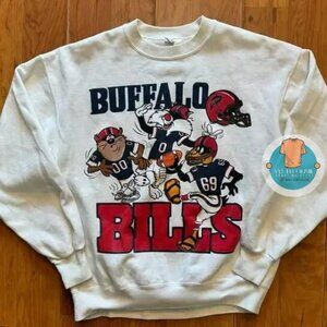 Buffalo Bills Looney Tunes White Retro Style Sweatshirt Unisex Men Women 1993